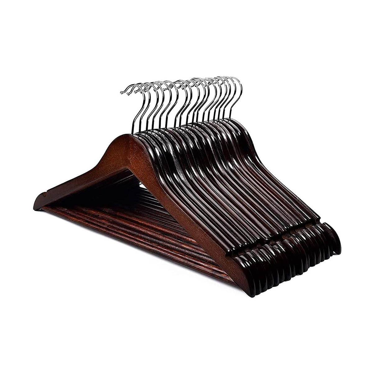 Cherry Color Wooden Thick Hanger for Heavy Duty Clothes, Wood Coat/Suit  Hangers