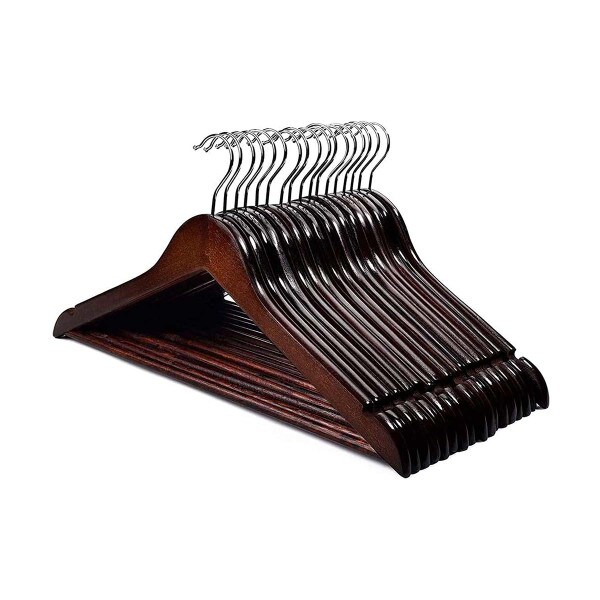 Wooden Hangers 20 Pack - Natural Wood Durable Heavy Duty Coat