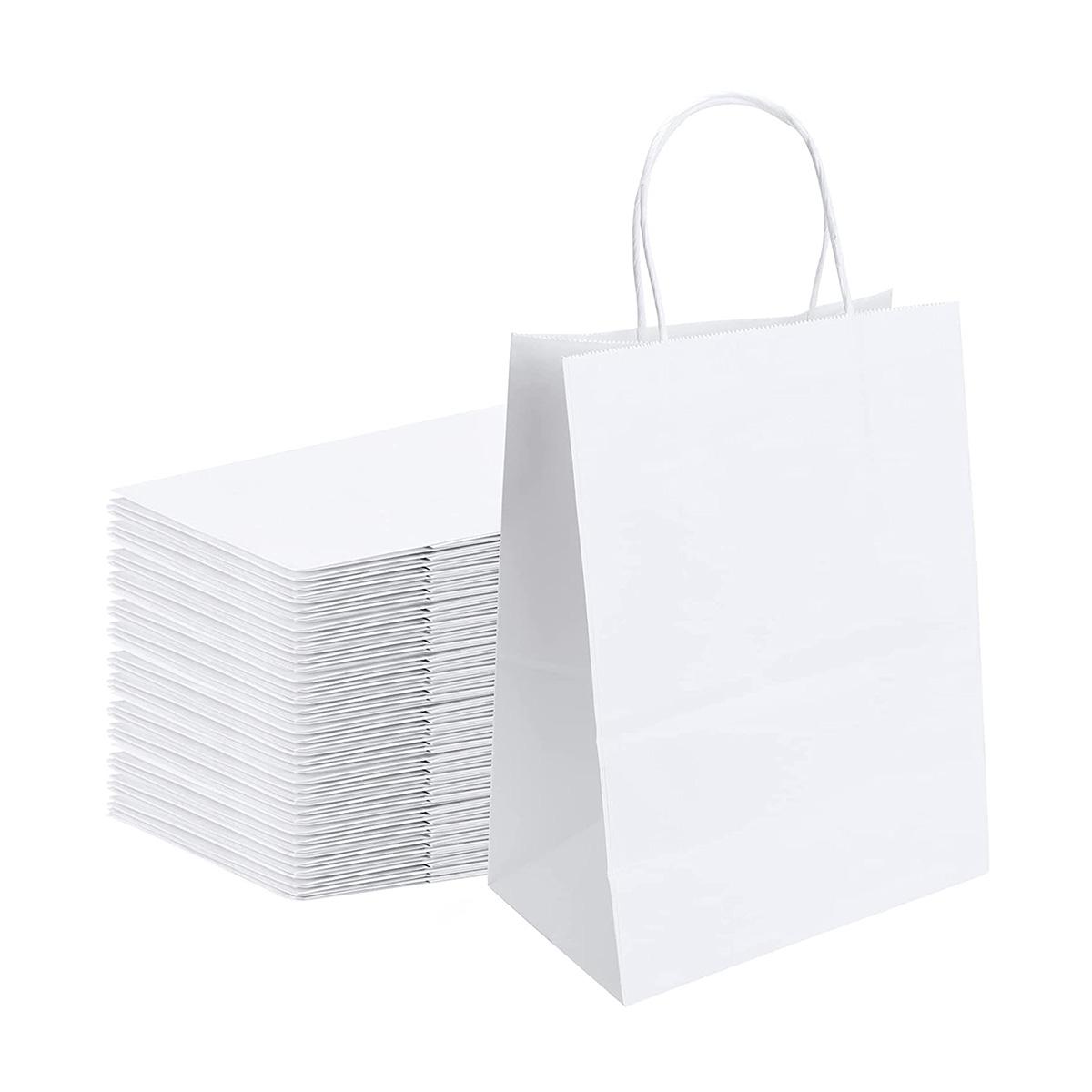 White Kraft Paper Bags, 8x4.75x10.25, 100ct